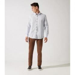 Chemise imprimée à coudières blanche et marine JORGE