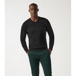 Pull col V en coton-cachemire noir BRENT