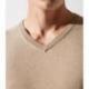 Pull col V en coton-cachemire beige rose BRENT