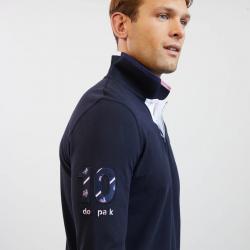 Polo bleu marine manches longues à broderie numéro 10