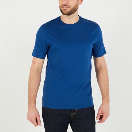 T-shirt bleu manches courtes en coton Pima