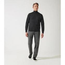 Pull col rond rayé anthracite BRUNO