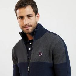 Cardigan gris foncé colorblock zippé en jeu de mailles