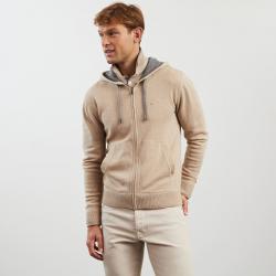 Cardigan beige zippé à capuche