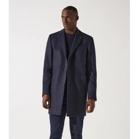 Manteau en laine cachemire bleu denim ISAO