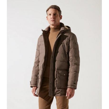 Parka longue à capuche matelassée taupe MASSI