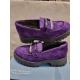 Mocassin VIVIEN semelle crantée design joli mors bijoux carré 8.36.27 SOFTWAVES cuir peau velours violet