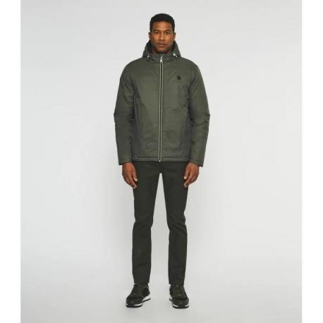 Blouson matelassé réversible à capuche noir et kaki MORENO