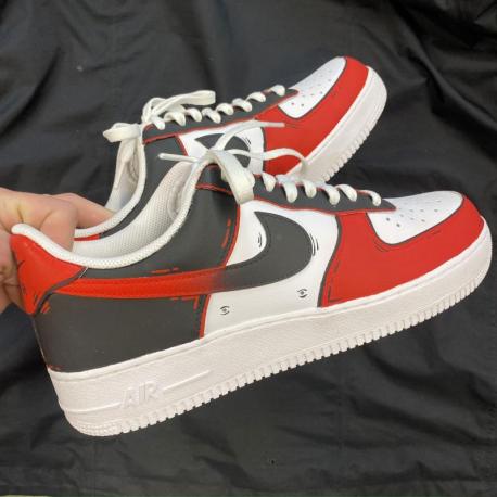 Baskets personnalisées NIKE AF1 Rouge Noir Cartoon