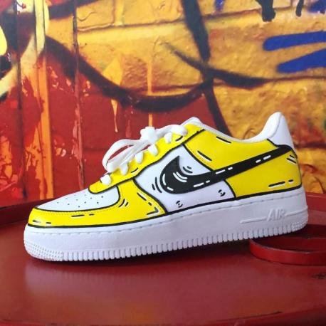 Baskets personnalisées NIKE AF1 Jaune Cartoon