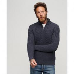 Pull en maille torsadée à demi-zip Vintage SUPERDRY