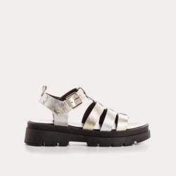 Reqins -Sandales Louxor cuir argent/platine