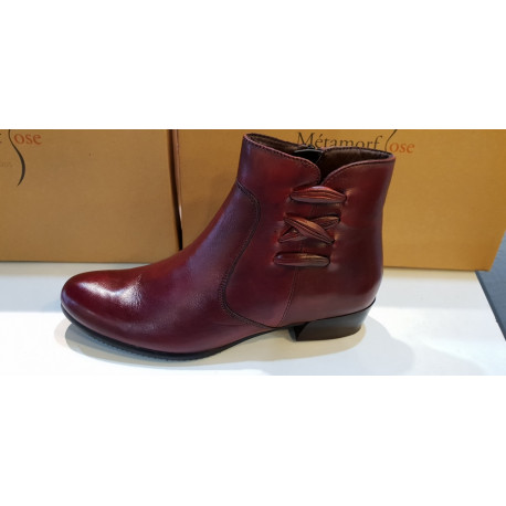 BOOTS DAFT CUIR BORDEAUX  METAMORF'OSE plate zip