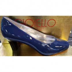 Escarpin femme tout cuir 359CF  GIOIELLO CUIR VERNIS BLEU DUR Talon 6CM