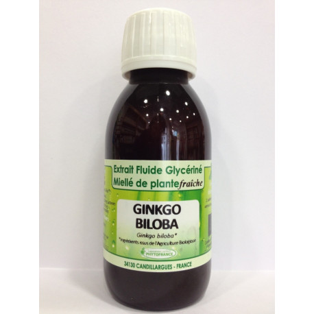 Ginkgo Biloba - Extrait Fluide Glycériné Miellé de plante Bio - Phytofrance Ginkgo Biloba - Extrait Fluide Glycériné Miellé de plante Bio - Phytofrance