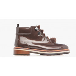 Boots de JB MARTIN - BRILLE VERNIS CACAO à lacet et fourrure cheville