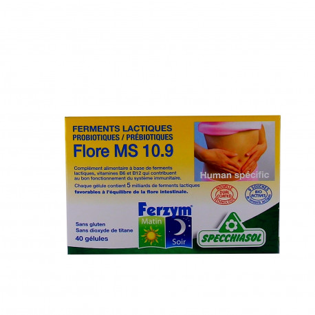 Ferzym probiotiques prébiotiques 40 gélules - Specchiasol Ferzym probiotiques prébiotiques 40 gélules - Specchiasol