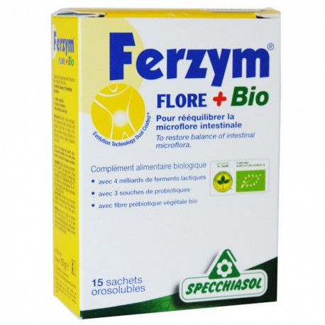 Ferzym Flore + Bio, probiotiques prébiotiques - 15 sachets - Specchiasol Ferzym Flore + Bio, probiotiques prébiotiques - 15 sachets - Specchiasol