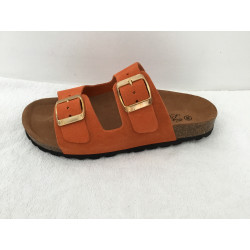 Mule ou claquette avec 2 boucles 3524-3 Maison de l’espadrille ORANGE plate, mode, femme