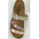 Mule 3532-2  Beige/multi/rose Maison de L’Espadrille compensée Liège  boucles ajustable