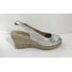 Sandale bout ouvert bride arrière 950-2 Maison de L’Espadrille compensé corde cuir Argent