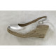 Sandale bout ouvert bride arrière 950-2 Maison de L’Espadrille compensé corde cuir Argent