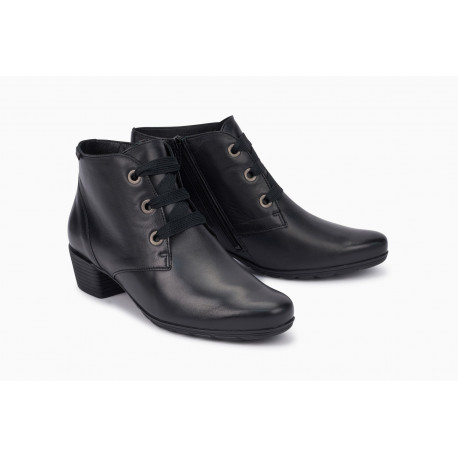 Bottines de MEPHISTO pour femme ISABELLE cuir noir, laçage et zip