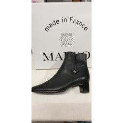 Bottine pour femme SELENA tout en cuir agneau noir MARCO SNM fabrication française