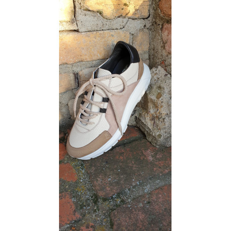 4862 sport chic DLSPORT pour femme cuir nubuck crème /rosé