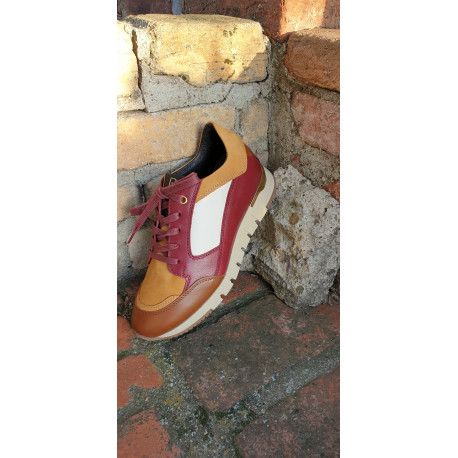 4824 sport chic DLSPORT pour femme cuir marron/bordeaux/blanc et nubuck ocre